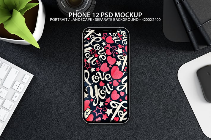 iPhone 12 PSD Mockups with Background