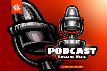 Podcast Microphone Logo Template