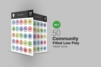 50 Community Filled Low Poly Icons