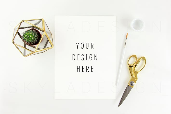 Feminine styled stock artist mockup gold