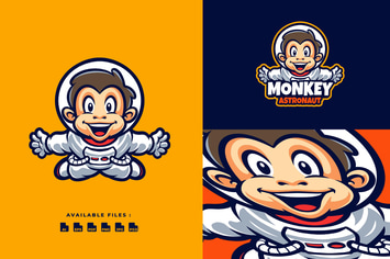 Monkey Astronaut Cartoon Mascot Character Logo