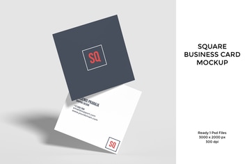 Square business card floating