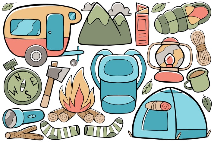 Camping Doodle Vector #01