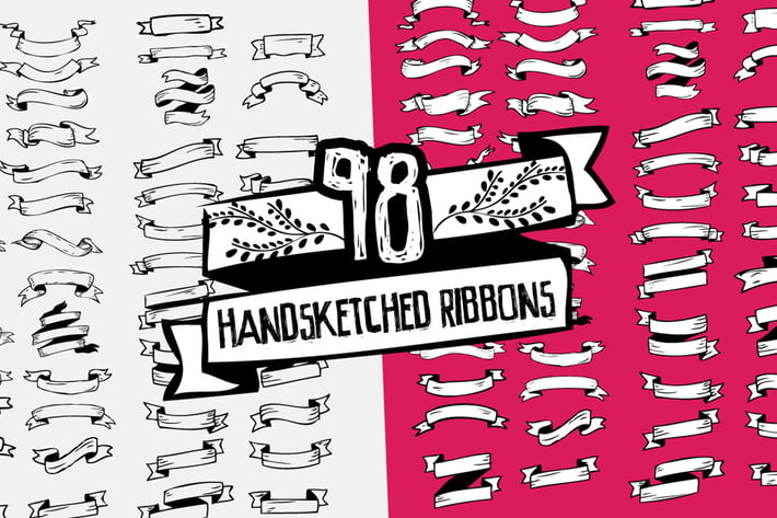 98 Handsketched Vector Ribbons