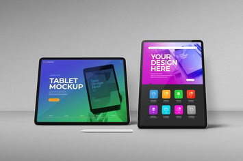 Tablet Mockup Landscape Portrait Floor Wall Scene