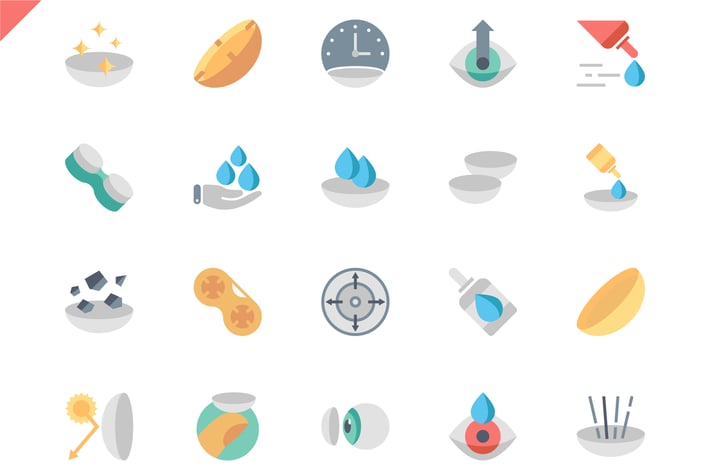 Simple Set Eye Lens Flat Icons