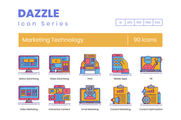 90 Marketing Technology Line Icons
