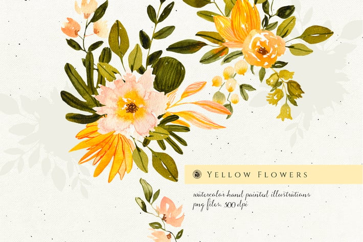 Yellow Watercolor Flowers