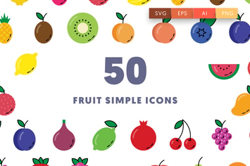 50 Fruit Simple Icons