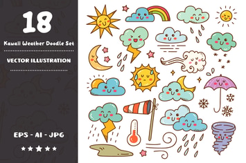 Kawaii Weather Doodle Set