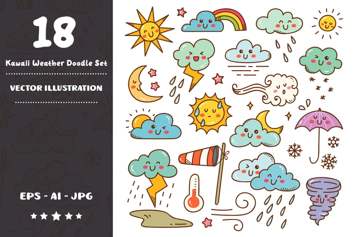 Kawaii Weather Doodle Set
