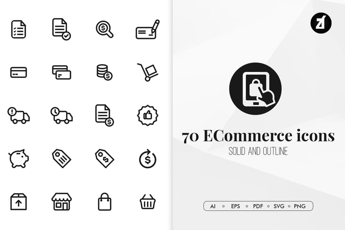 70 E-commerce minimal icons