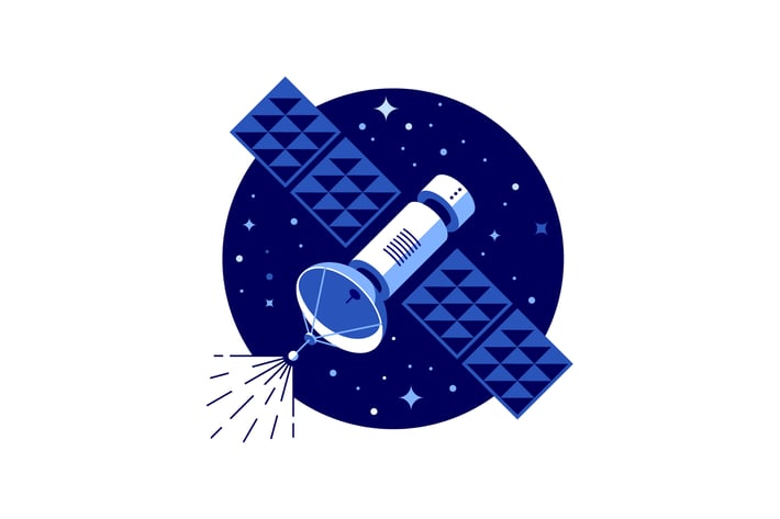 Blue satellite vector illustration
