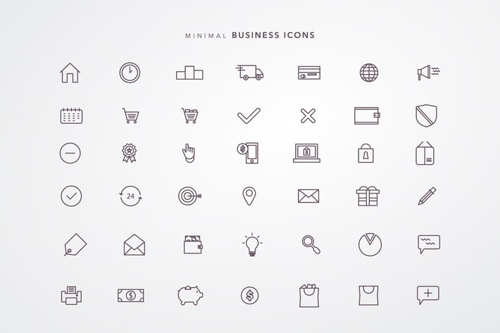 42 Minimal Business Icons Collection