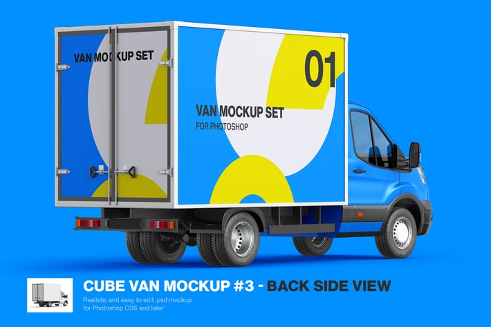 Cube Van Mockup 03 - Back Side View