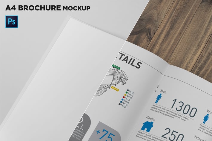 A4 Brochure Page Closeup Mockup