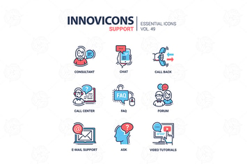 Technical Support - vector line design icons