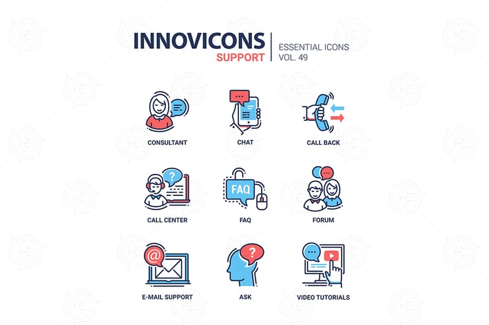 Technical Support - vector line design icons