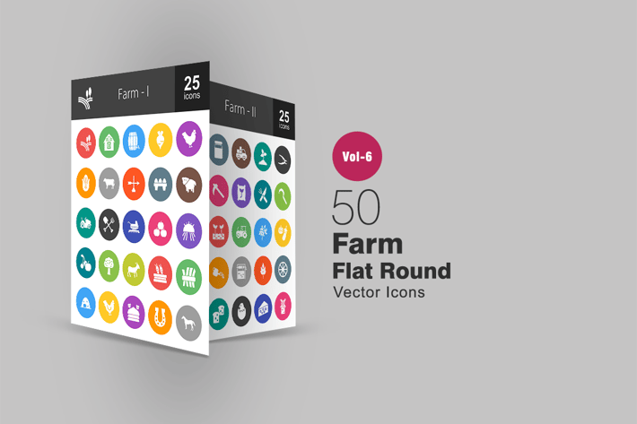 50 Farm Glyph Multicolor BG Icons