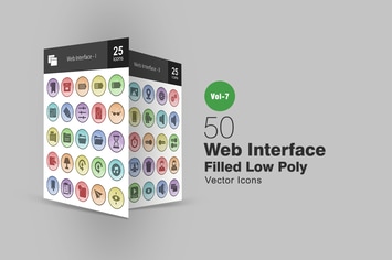 50 Web Interface Filled Low Poly Icons