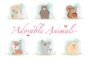 Adorable Animals Hand Drawn