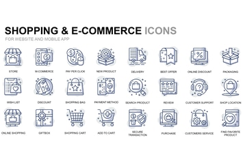 Shopping and E-Commerce Thin Line Icons