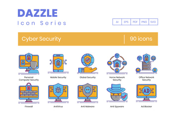 90 Cyber Security Line Icons
