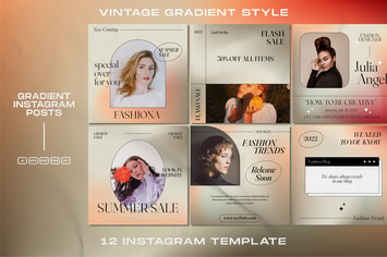 Gradient Instagram Posts Vintage Template