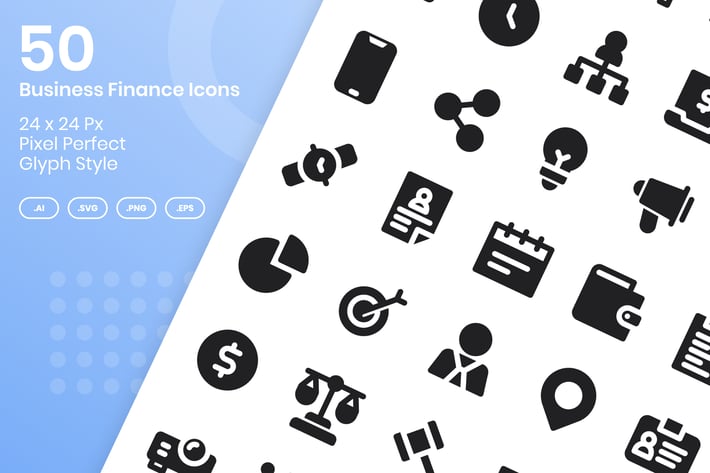 50 Business Finance Icons Set - Glyph