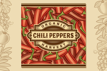 Retro Chili Pepper Harvest Label