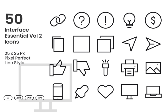 50 Interface Essential Icons Vol 2 - Line