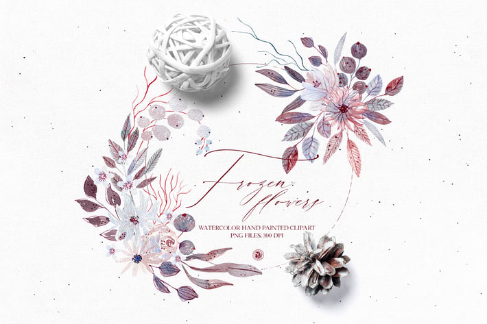 Watercolor floral set - Frozen Flowers
