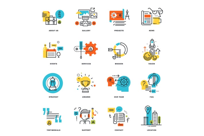 Set of Flat Line Design Icons