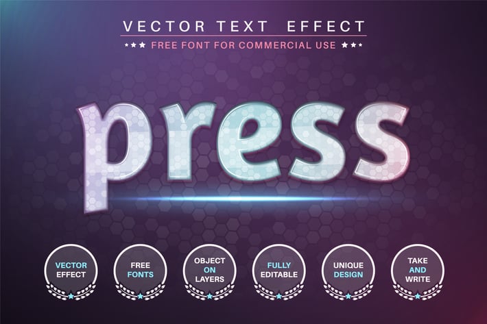Glass - editable text effect, font style