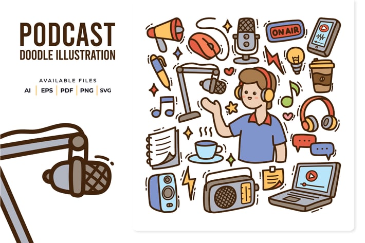 Podcast Doodle Illustration