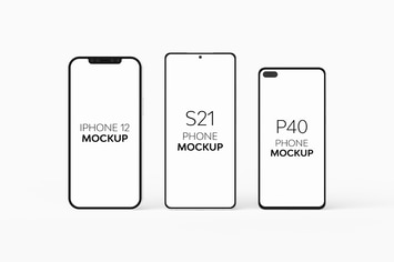 P40 Phone S21 Phone & iPhone 12 Mockup