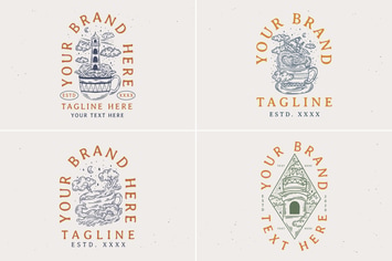 vintage line art coffee cup design