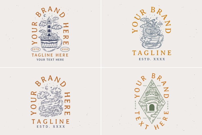 vintage line art coffee cup design