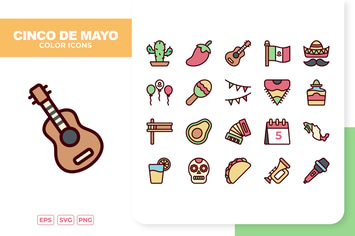 Cinco De Mayo Color Icons