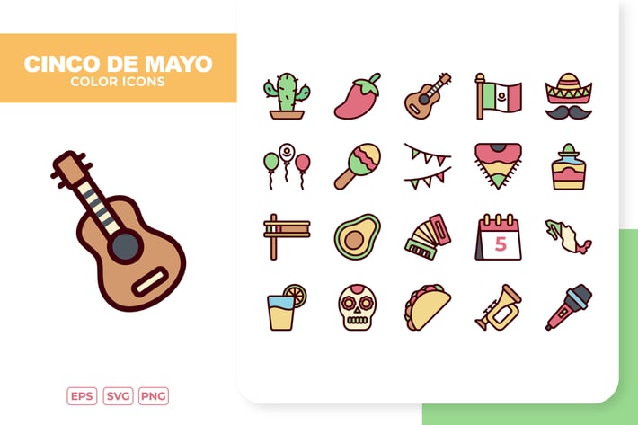 Cinco De Mayo Color Icons