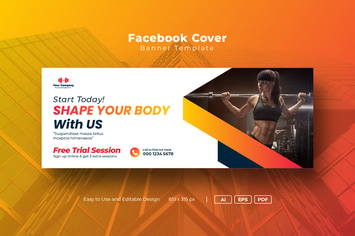 Fitness or gym social Facebook Cover Template