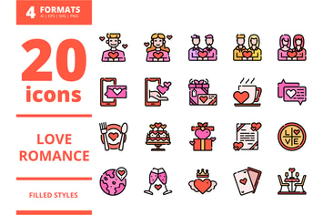 Love & Romance Filled icons packs