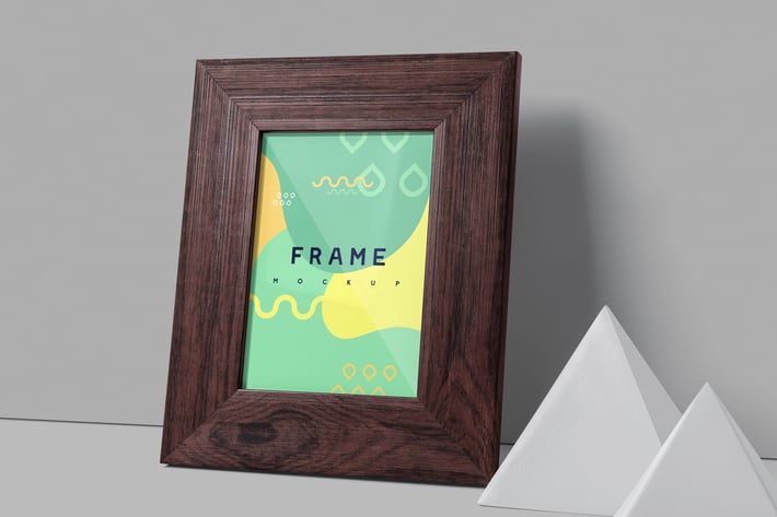 Small Portrait Wooden Picture Frame Mockups
