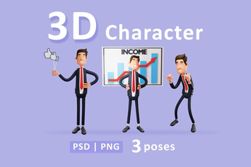 Businessman Character Set With 3 Poses
