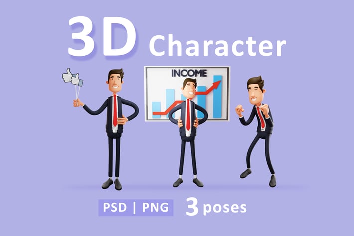 Businessman Character Set With 3 Poses
