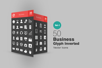 50 Business Glyph Inverted Icons