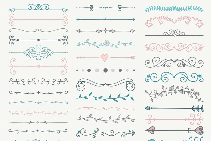 Colorful Hand Drawn Dividers, Arrows
