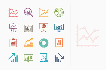Business Graphs & Charts Icons - Colored Series