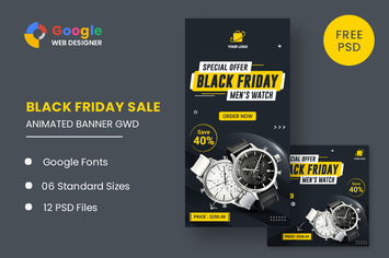Watch Banner Set Black Friday HTML5 Banner Ads GWD