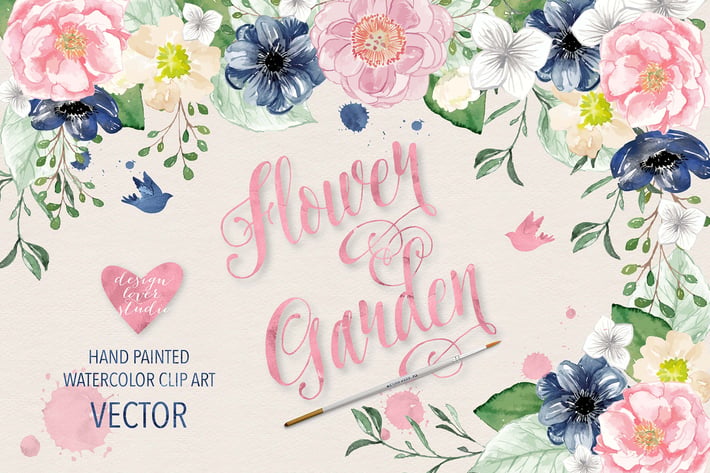 Vector watercolor color flowers